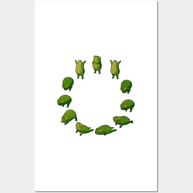 Yoga Frog Sun Salutation (No Arrow) Wall Art by DingHuArt